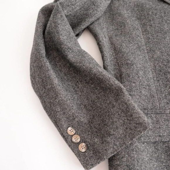 Vintage '90s Jacobson's Grey Tweed Double Button 100% Camel Hair Blazer 42R - Picture 12 of 16